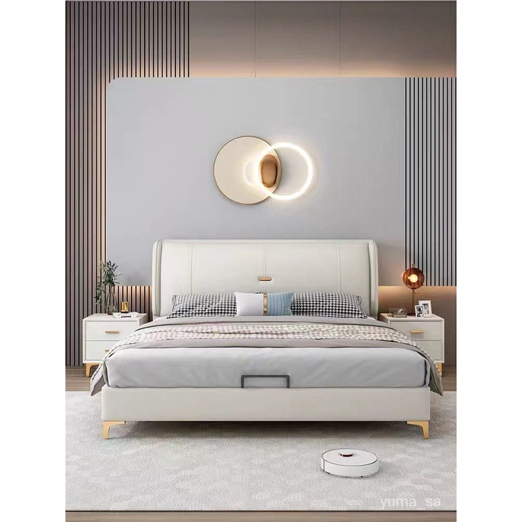 萬達木業 床1.8m  意式輕奢免洗雙人皮床 1.5米軟包實木床 床架 高架床 上下床 雙人床架 雙層床 雙人床 鐵架床