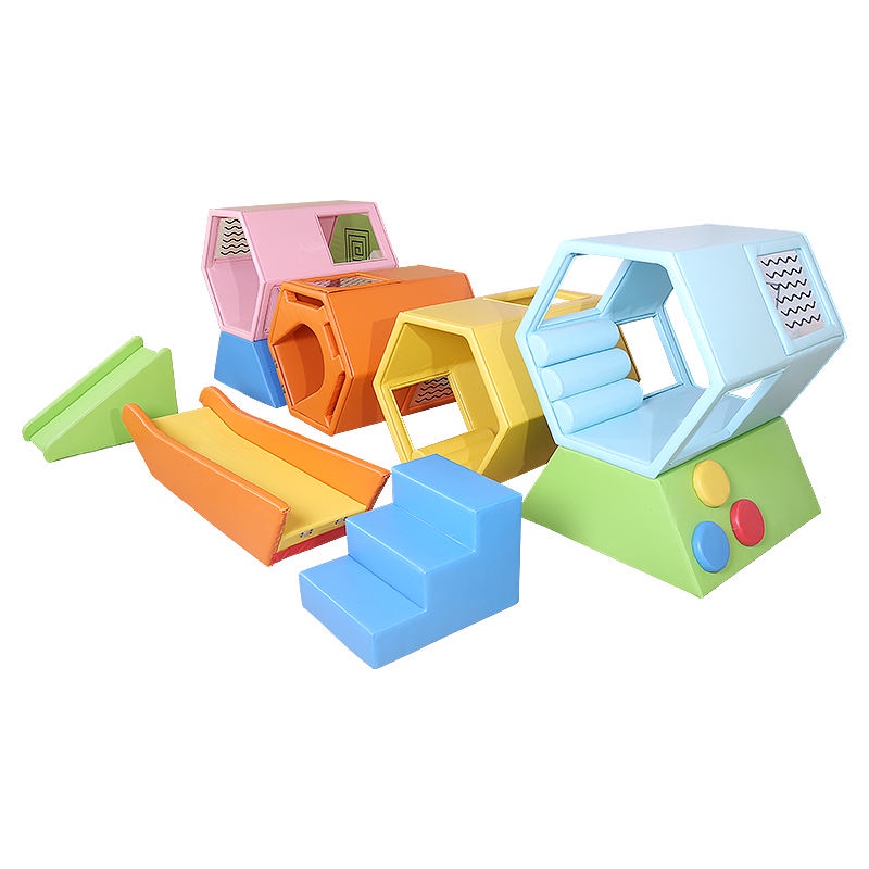 幼兒園感統訓練益智類玩具~▽℗早教中心五彩蜂巢軟體滑梯組合幼兒園感統訓練器材兒童室內軟包
