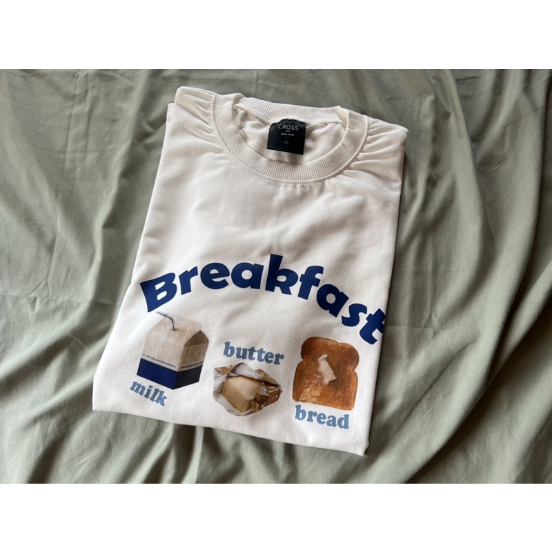 早餐 牛奶 蛋 吐司 韓版 T恤 長版 上衣 長版T恤