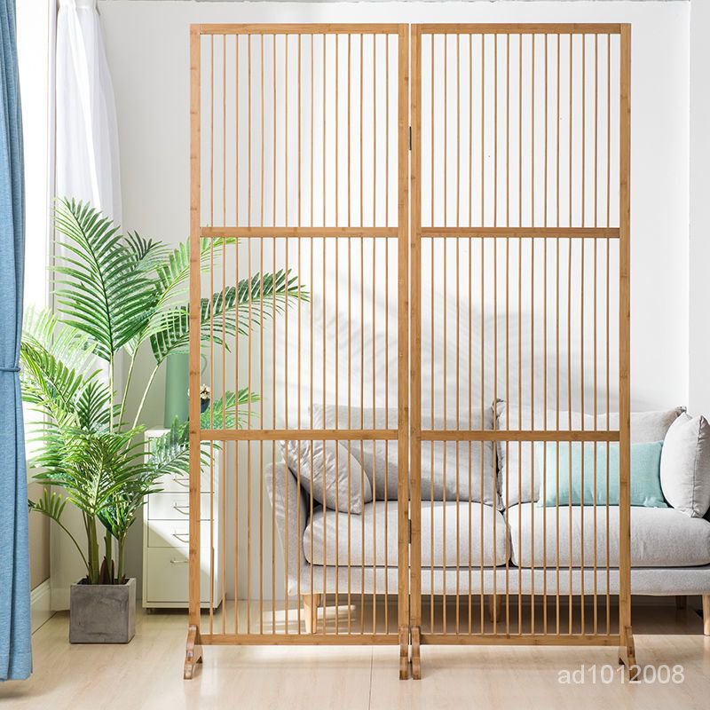 【新品熱賣】日式竹子屏風隔斷客廳傢用簡約實木格柵折疊移動入戶玄關落地座屏 KIQW