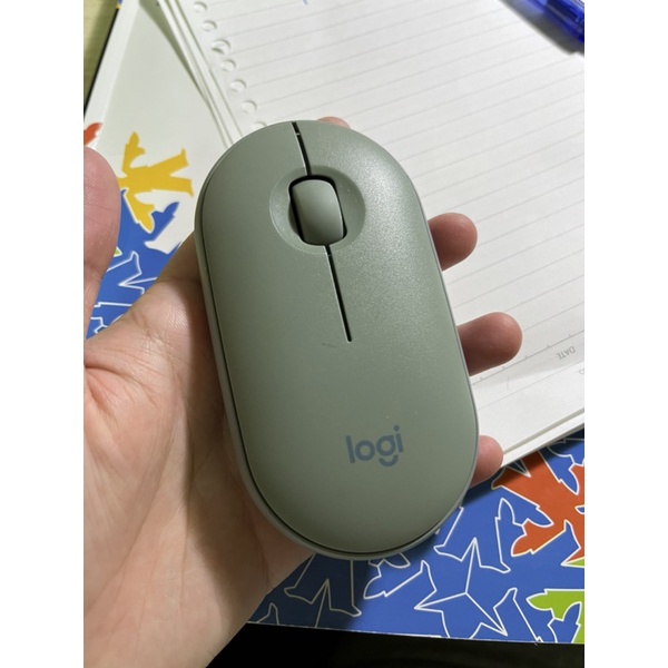 羅技 logitech PEBBLE M350 鵝卵石 靜音滑鼠 藍芽無線滑鼠 USB 連線 莫蘭迪綠 超美 7成新