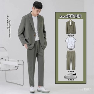 【精品男裝】高階感春秋墜感休閒西服外套男寬鬆韓版帥氣潮男裝輕熟風西裝套裝 BIGX
