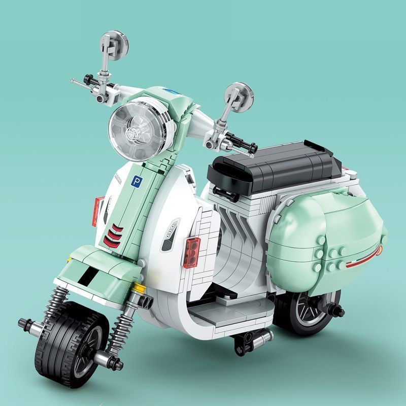 兼容樂高摩托車踏板小綿羊婚車漢堡車拼裝積木益智玩具禮物男女孩