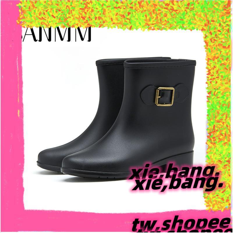 雨靴 雨鞋 三明美短筒加絨冬季雨靴女時尚雨鞋女膠鞋舒適防滑防水鞋15013