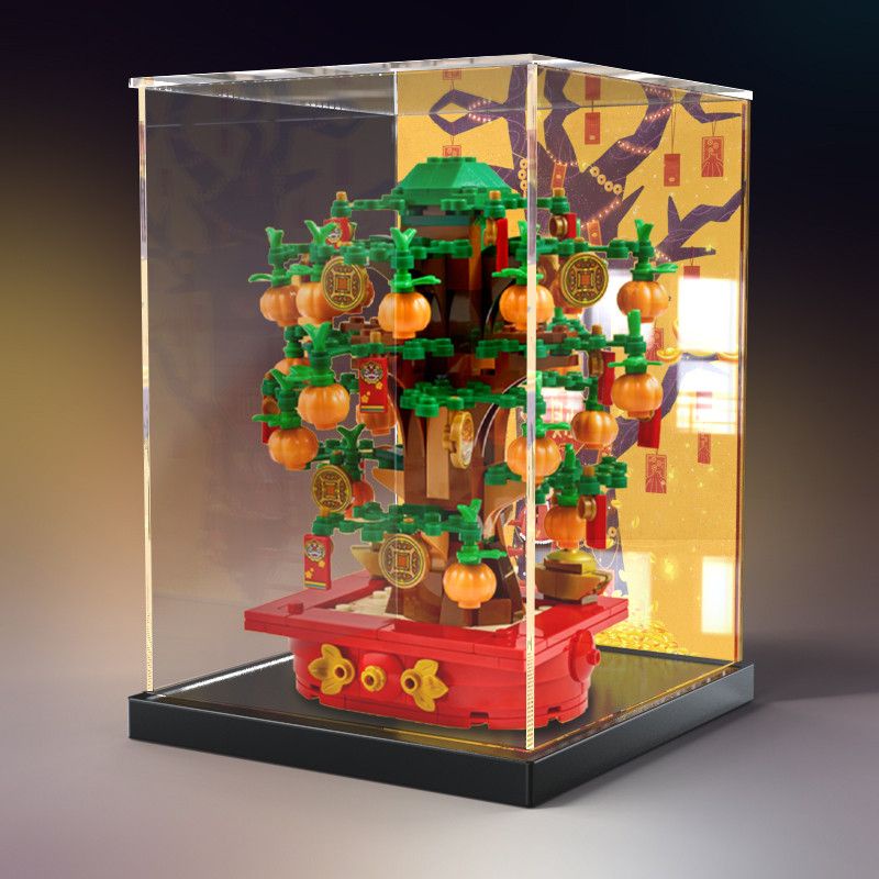 桃園發貨#展示盒適用樂高40648搖錢樹 玩具積木模型拼裝透明亞克力防塵罩
