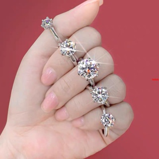 （貨到付款）美國進口莫桑石戒指女1克拉仿真鑽石18K白金正品六爪結婚鑽戒