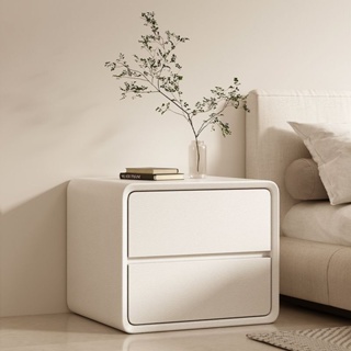 超優惠-可開發票多功能奶油風小型實木床頭櫃臥室簡約現代創意極簡高級輕奢感收納