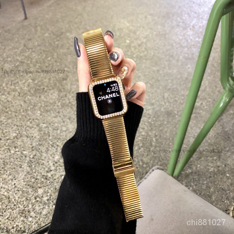 秋鼕新品 高級感 金屬不鏽鋼apple watch6/5/4/3代鏈條se錶帶