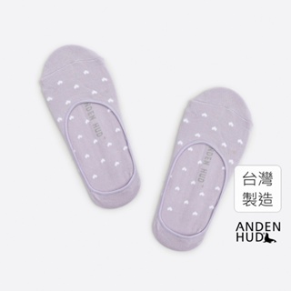 【Anden Hud】抗菌系列．3/4拷邊隱形襪(淡紫-小愛心) 純棉台灣製