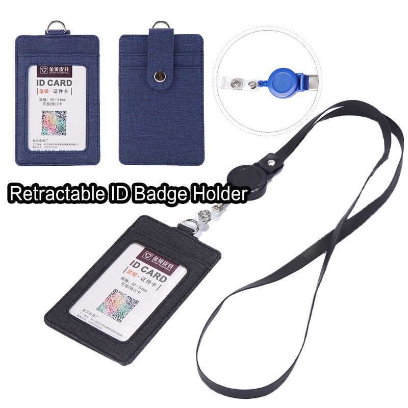 Retractable ID Badge Holder Telescopic Lanyard Card Sleeve P
