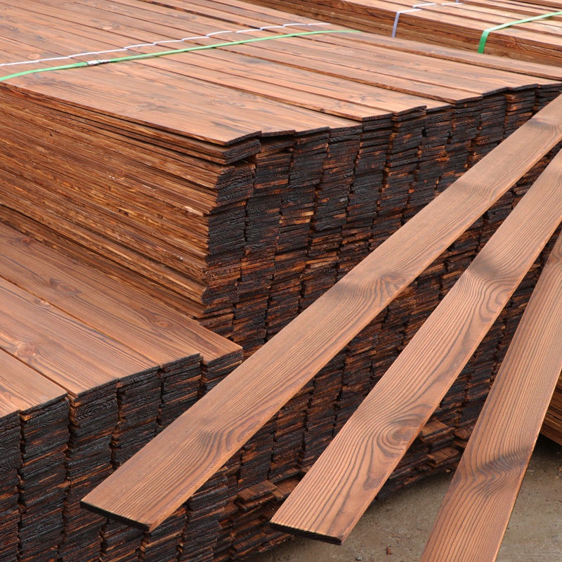 熱賣/防腐木地板碳化實木板材木條護墻板桑拿板吊頂庭院葡萄架戶外木方