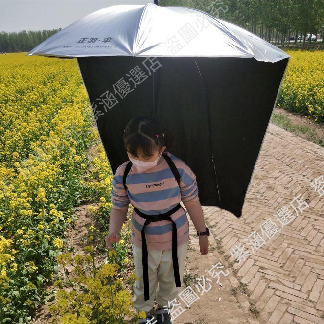 太陽傘防曬傘采茶傘釣魚傘頭頂雨傘 遮陽傘背傘架背式采茶斗笠傘紫涵優選店