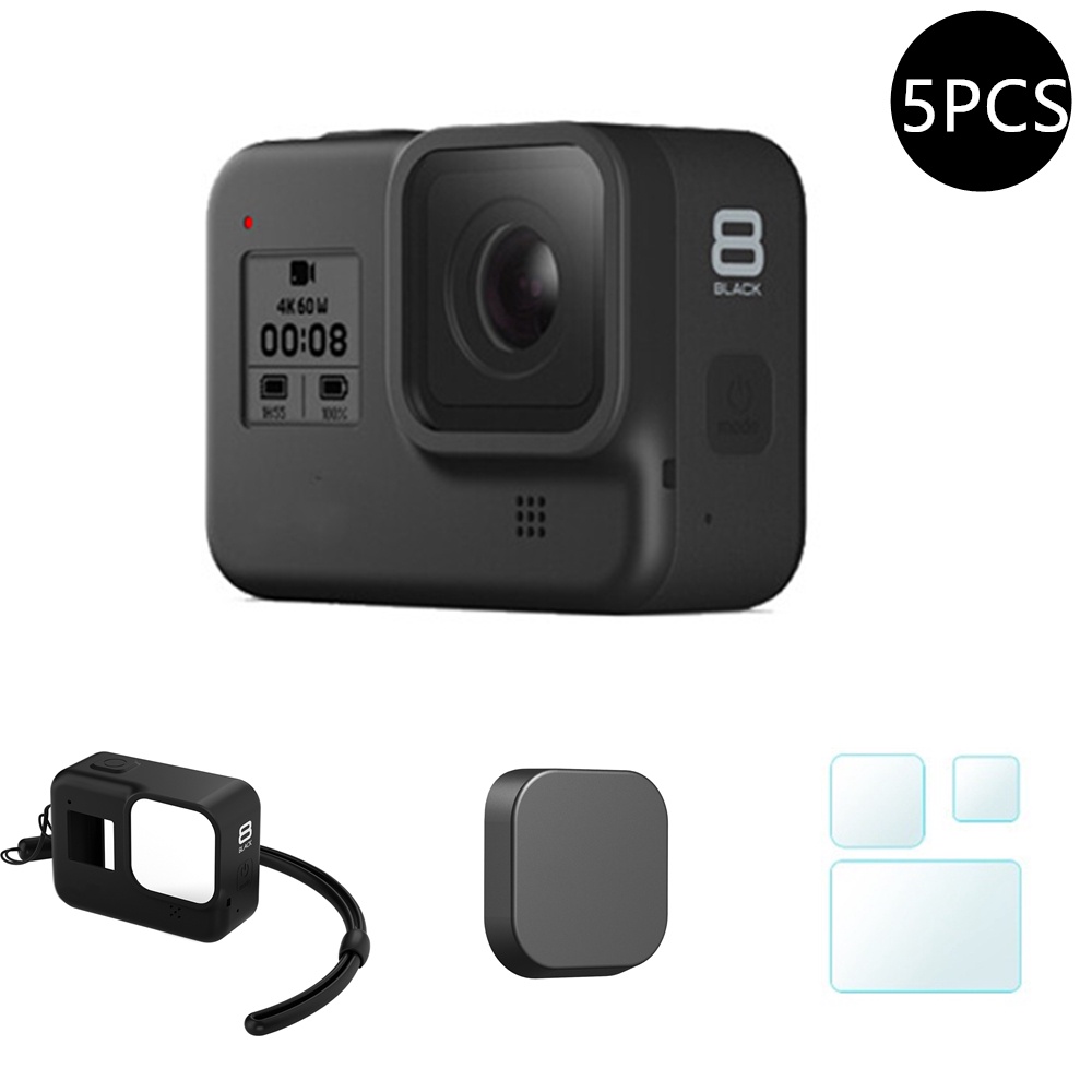 GoPro Hero 8 Black Protective Silicone Case Tempered Glass S