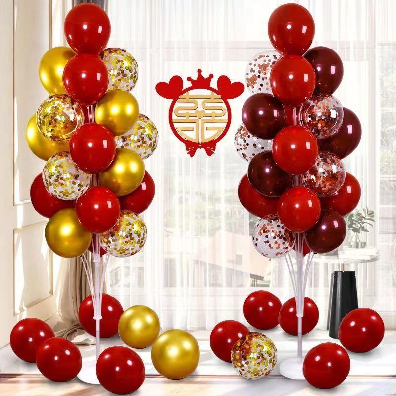 【快速出貨】🚚 氣球 結婚喜慶發光燈地飄氣球 立柱場景裝飾 佈置 開業周年慶桌飄路引 氣球套裝 生日佈置