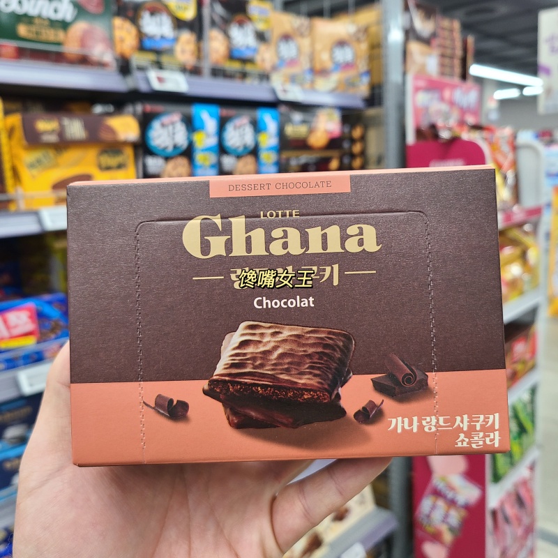 整箱批樂天ghana加納白巧克力夾心曲奇餅干韓國小點心零食91g