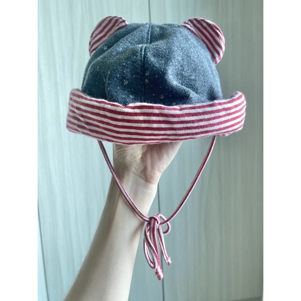 寶寶冬季紅條紋熊耳帽🐻二手46cm