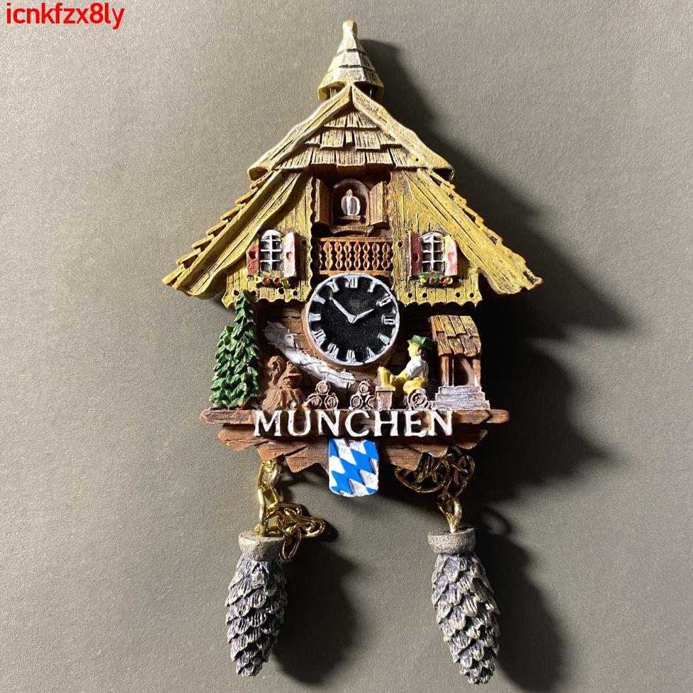🌹*~心動不如行動`#德國慕尼黑創意木屋咕咕鐘旅游紀念裝飾工藝品彩繪磁鐵冰箱貼禮物