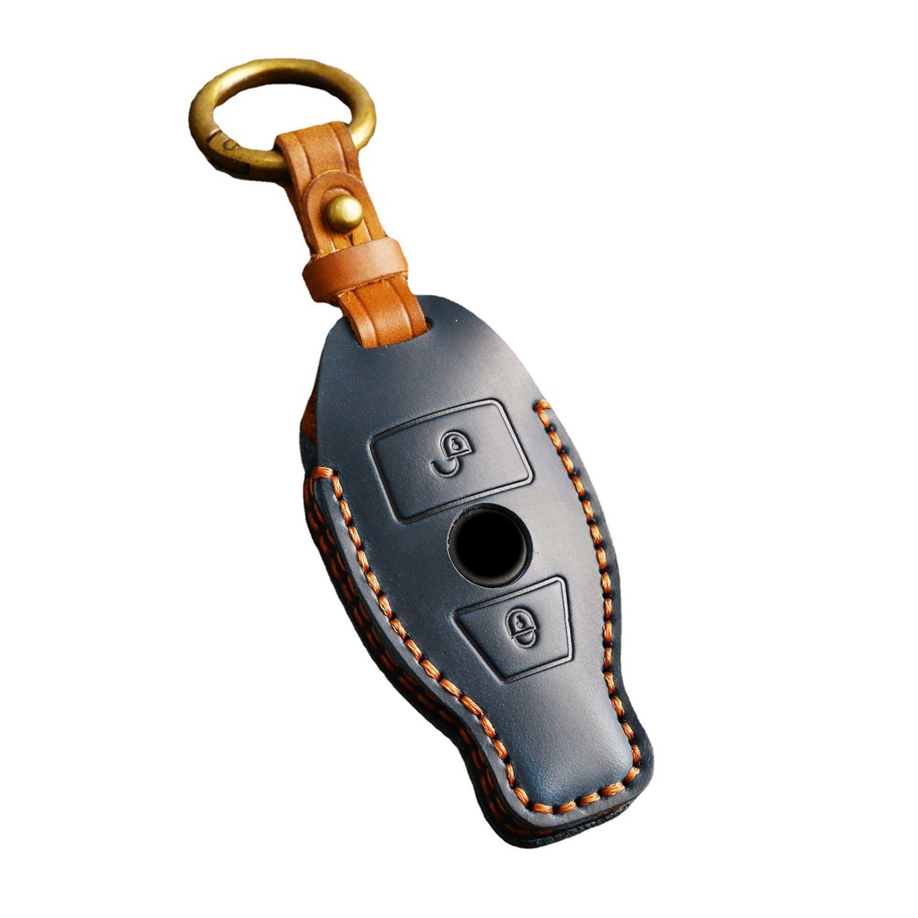 現貨 適用於賓士 GLK鑰匙套 E級C級 R350 老款GL高檔E級GLC殼真皮保護殼扣 汽車鑰匙套 真皮保護套