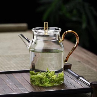 新品特惠仿宋茶壺加厚耐熱彩把玻璃壺透明綠茶壺日式冷泡茶壺傢用花茶壺
