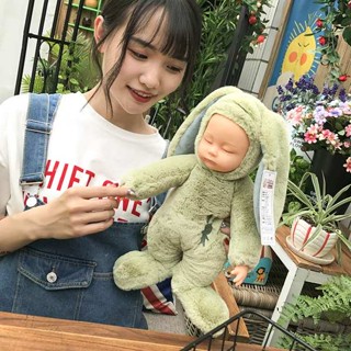 大號睡萌娃兔子熊陪睡眠安撫模擬洋娃娃機軟膠毛絨公仔寶寶玩具