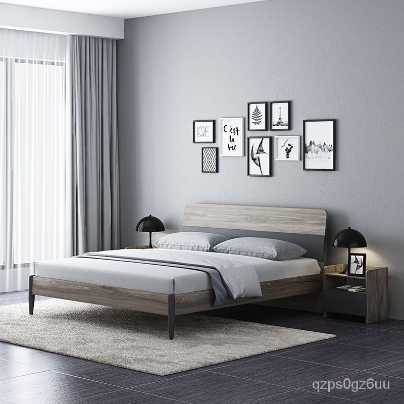 床現代簡雙人床 北歐1.5米穿甲 經濟型民宿公寓床 1.2米小戶型傢用單人床