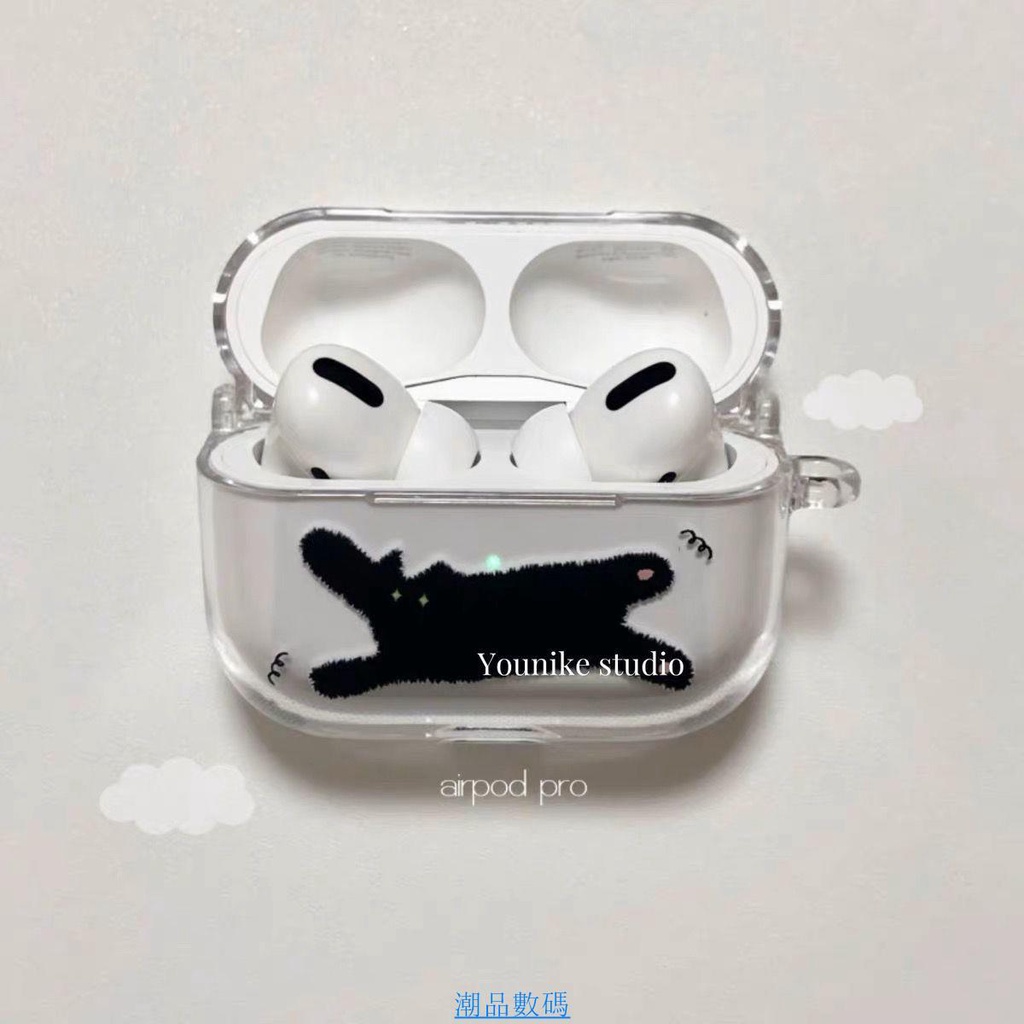 耳機保護殼韓國ins黑色貓咪萌寵airpods1/2蘋果保護套airpods pro2/3保護殼