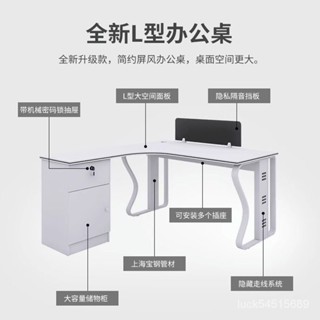 好物#推薦~支援定製#L型辦公桌簡約現代員工桌椅組閤辦公室6/8人位員工屏風職員桌卡座 STWP