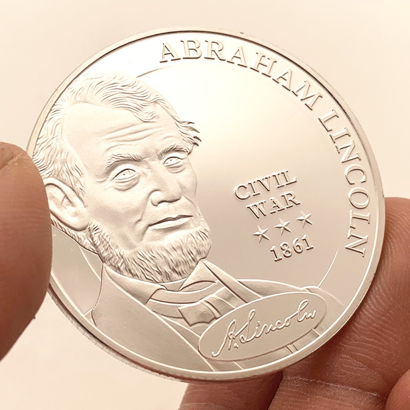 美國第16任總統林肯鍍銀紀念幣 收藏幣工藝硬幣金幣紀念章