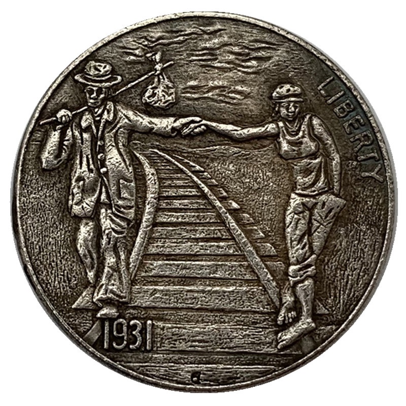 1931流浪者情侶仿古銅舊銀紀念幣 收藏愛情硬幣20mm銅銀幣紀念章