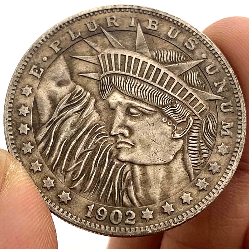 1902流浪幣自由女神黃銅舊銀紀念章 收藏幣工藝銅銀硬幣紀念幣