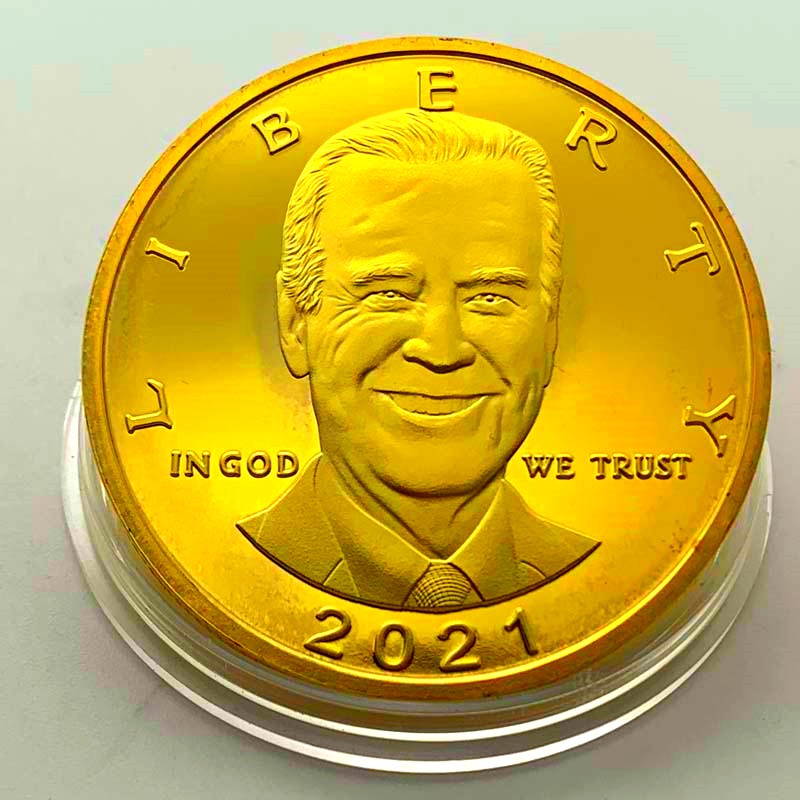 2021美國大選總統拜登鍍金紀念章 收藏幣金幣風云人物紀念幣硬幣