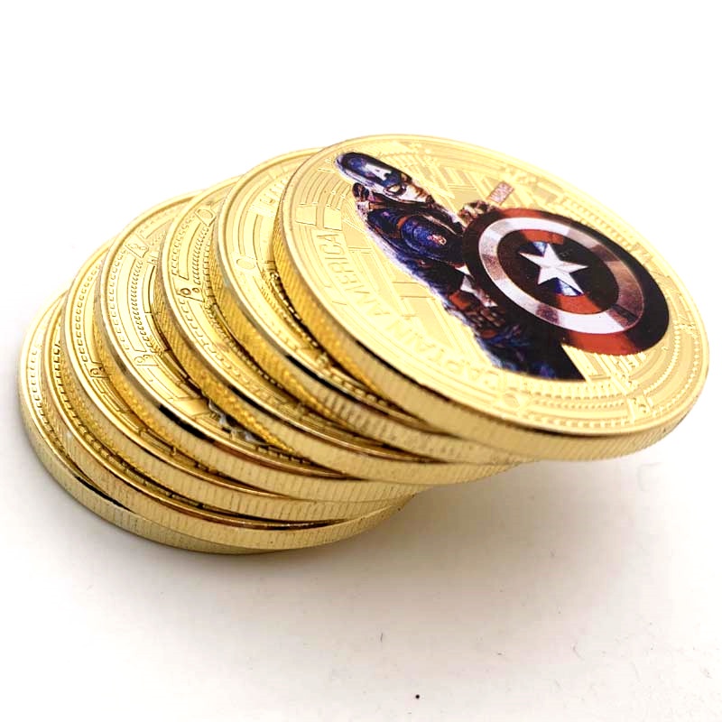 復仇者聯盟幣美國隊長鍍金紀念幣 收藏幣英雄聯盟金幣硬幣紀念章