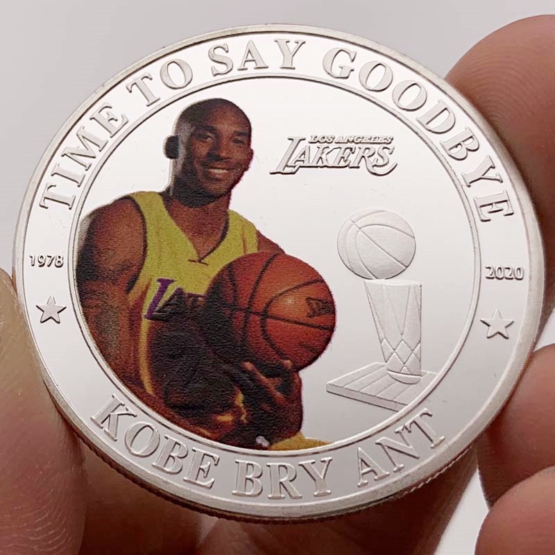 美國科比籃球球星鍍銀紀念幣 收藏黑曼巴蝸殼硬幣kobe退役紀念章