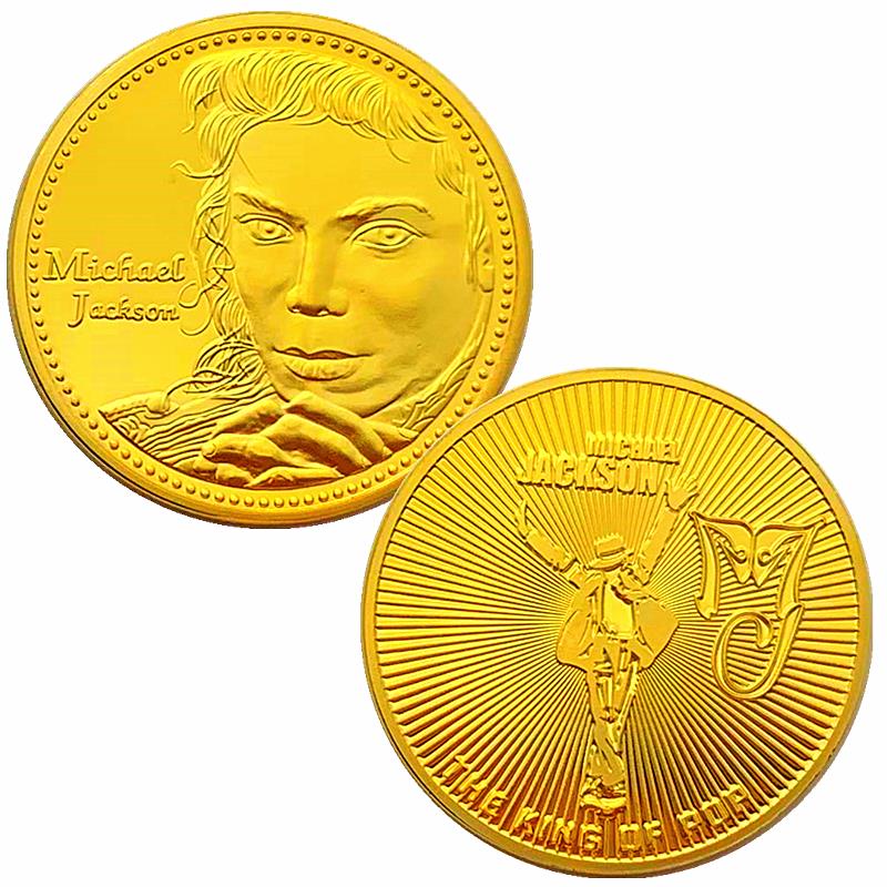 美國明星邁克爾杰克遜鍍金紀念章 收藏幣金幣搖滾歌手硬幣