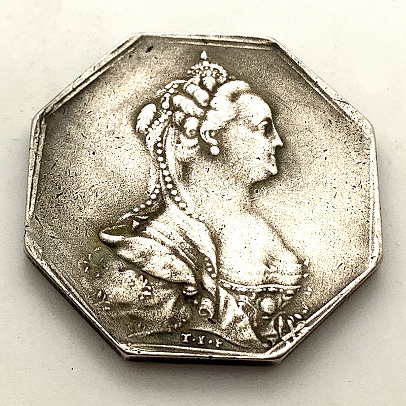 法國異形女王八角幣黃銅舊銀紀念章 收藏幣工藝銅銀硬幣紀念幣
