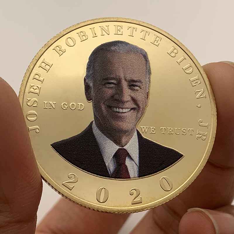 2020美國總統大選拜登鍍金紀念章 彩繪金幣硬幣風云人物紀念幣