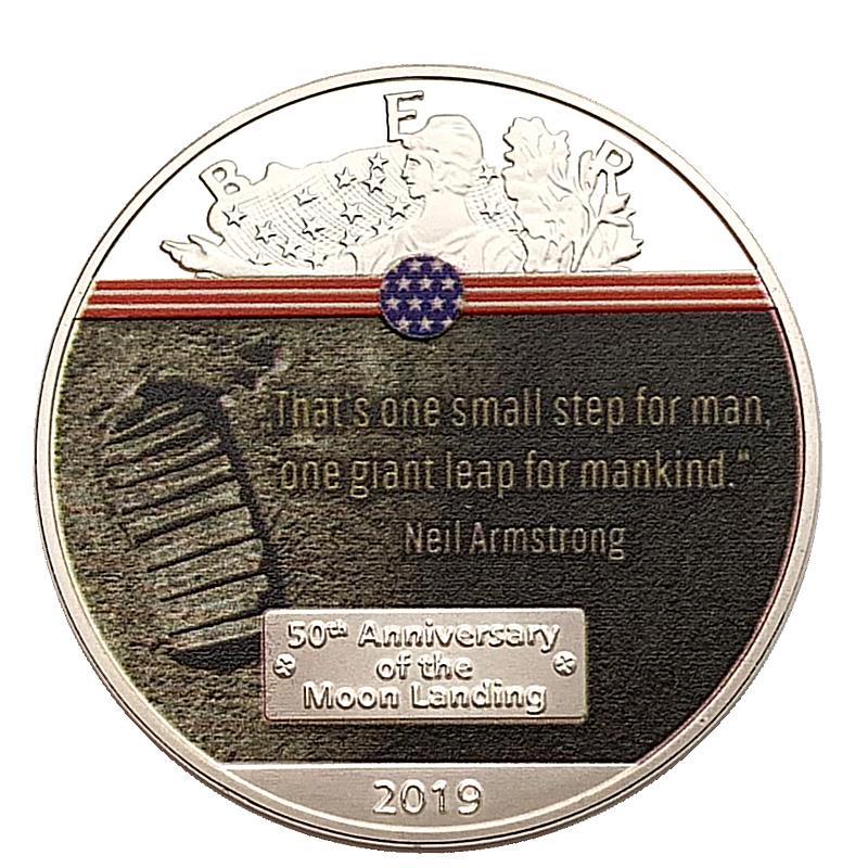 2019美國自由女神彩色鍍銀紀念幣 收藏幣航天工藝硬幣紀念幣