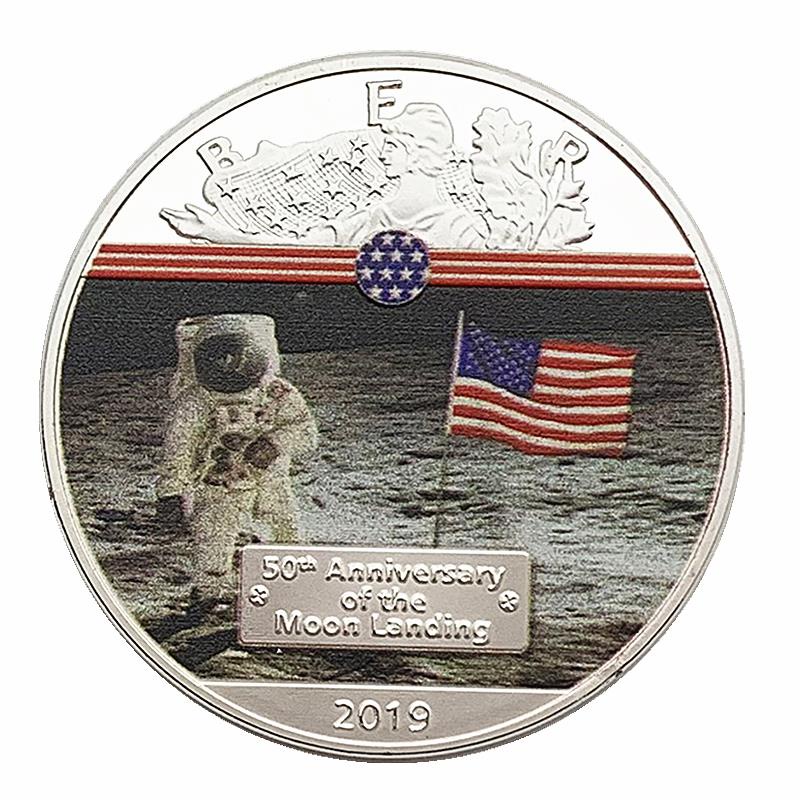 2019美國自由女神彩色鍍銀紀念幣 收藏幣航天工藝硬幣紀念幣