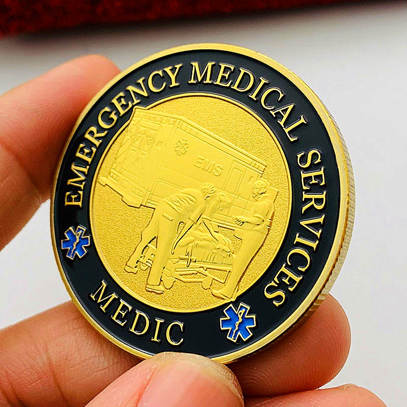 美國急救醫療隊鍍金紀念章 把玩工藝金幣MEDIC硬幣紀念幣