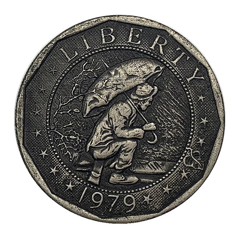 1979美國流浪幣老人仿古銅銀舊紀念章 浮雕工藝硬幣紀念幣收藏幣