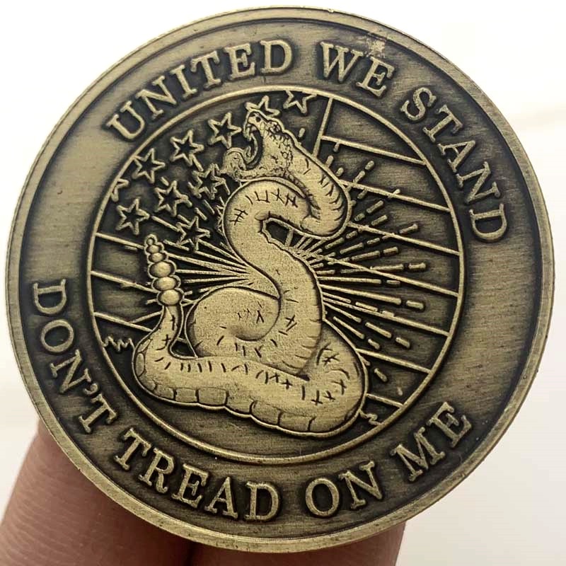 1776美國自由蛇青古銅工藝紀念章 浮雕把玩硬幣擺件金幣紀念幣