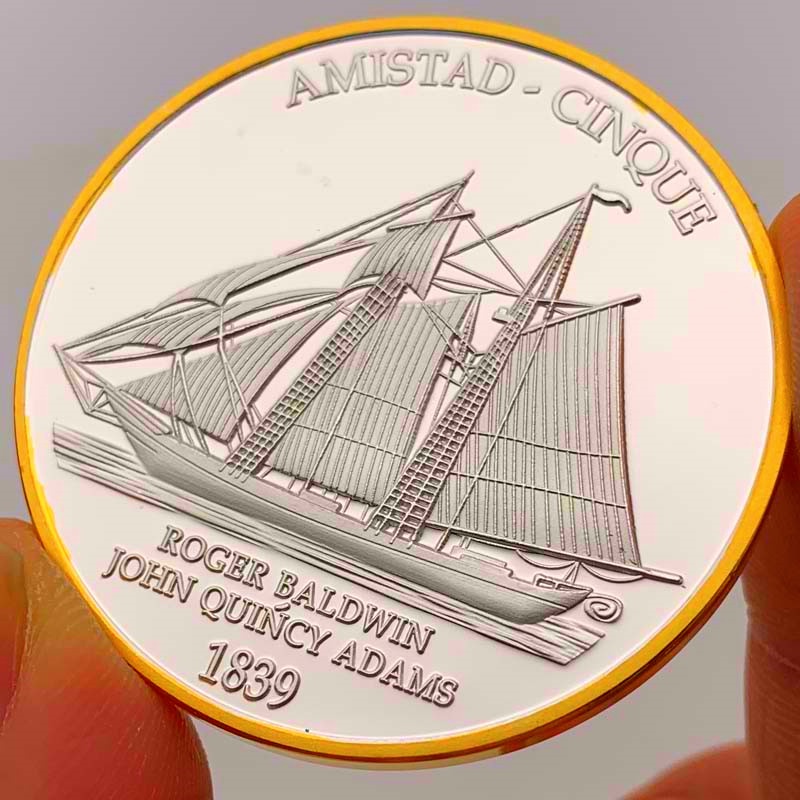 1839雙面帆船鍍銀紀念章 收藏幣銀幣硬幣紀念幣愛情禮物幣