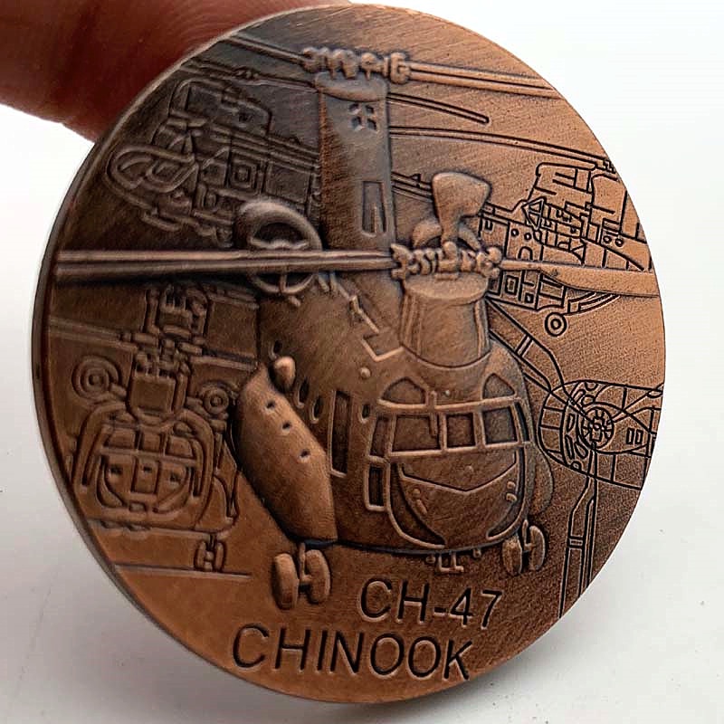 美國CH-47支奴干運輸機戰斗機仿古飛機硬幣 收藏幣金幣紀念章