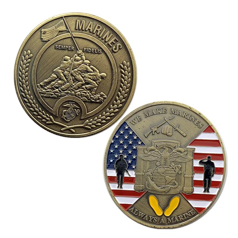 美國海軍陸戰隊青古銅紀念章 收藏幣浮雕狙擊手硬幣金幣紀念幣