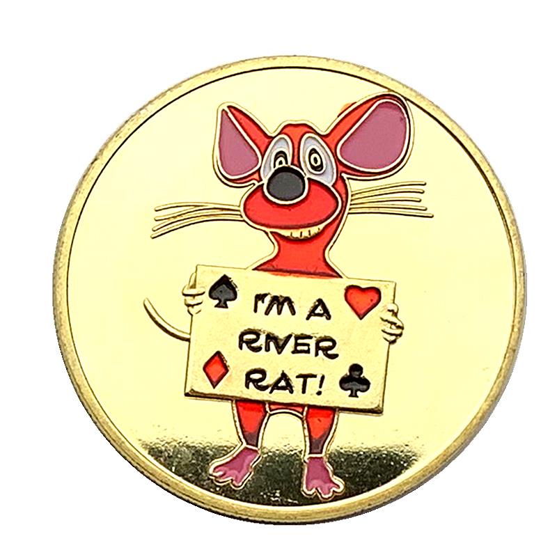 拉斯維加斯鼠年動物籌碼鍍金幸運紀念幣 收藏幣金幣卡通硬幣