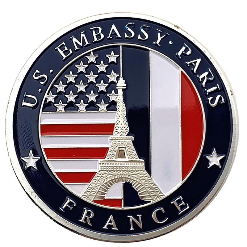 美國駐法國埃菲爾鐵塔巴黎愛情鍍銀紀念幣 收藏幣金幣硬幣