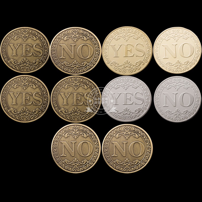 5枚美國仿古青銅立體浮雕雙面YES決策紀念幣 收藏幸運金幣NO硬幣