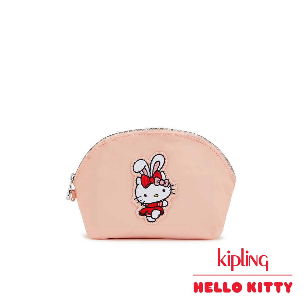 Kipling x HELLO KITTY福兔限定系列搖擺福氣兔圓弧貝殼狀化妝包-ZADOK