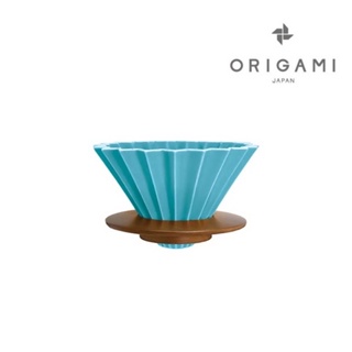 【日本Origami】摺紙濾杯 土耳其藍 M號<含木座> 送蛋糕濾紙或極萃錐形濾紙 日本美濃燒 世界手沖冠軍指定 正貨