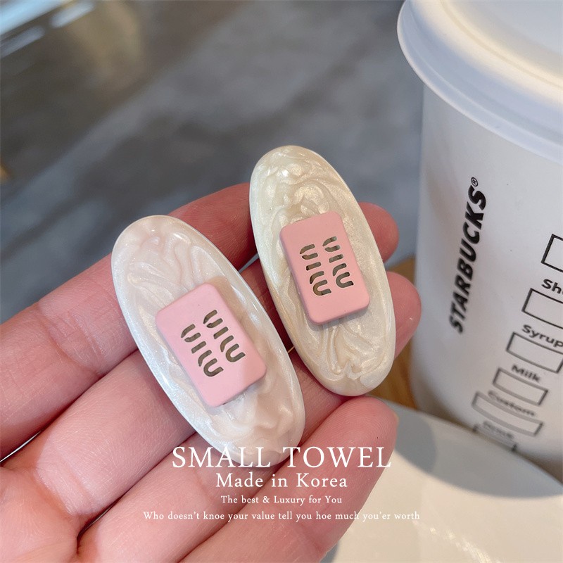 XX韓國進口高級法式粉色minmin橢圓對夾劉海髮夾側邊夾髮卡網紅頭飾230824-10X